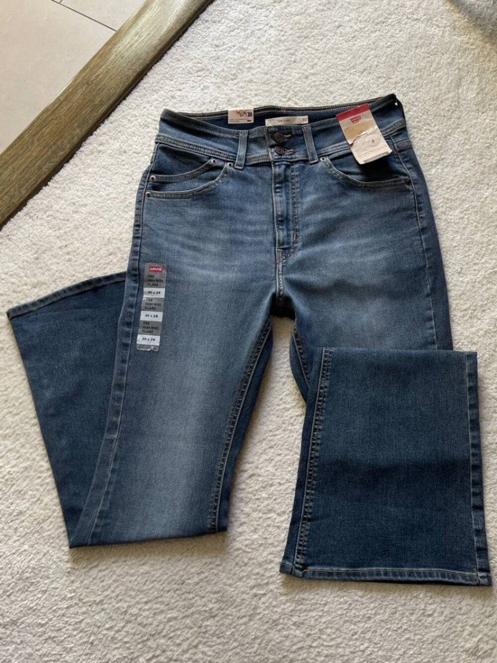 NWT Levi's 726 High Rise Flare Western Design Women Jeans Size 30/28
